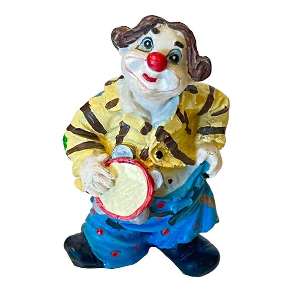 VTG Set (3) CIRCUS CLOWN FIGURINES 3" Tambourine Jalopy Car Toto Dog Cake Topper - Picture 4 of 8